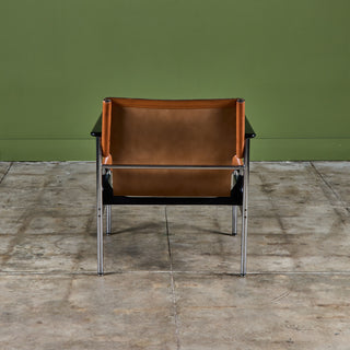 Charles Pollock Tan Leather Sling Chair for Knoll