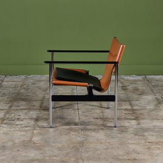 Charles Pollock Tan Leather Sling Chair for Knoll