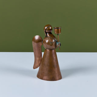 Mexican Copper Angel Candle Holder