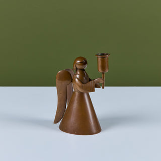 Los Castillo Copper Angel Candle Holder