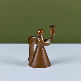 Los Castillo Copper Angel Candle Holder