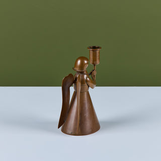 Los Castillo Copper Angel Candle Holder