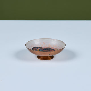 Krelage Fighting Fish Enameled Copper Bowl