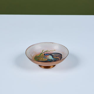 Krelage Fighting Fish Enameled Copper Bowl