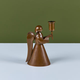 Los Castillo Copper Angel Candle Holder