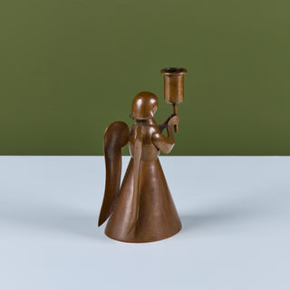 Los Castillo Copper Angel Candle Holder