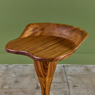 Set of Three Studio Craft Tropical Teak Sculptural Bar Stools