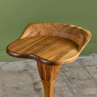 Set of Three Studio Craft Tropical Teak Sculptural Bar Stools