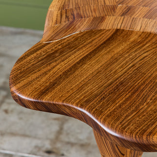 Set of Three Studio Craft Tropical Teak Sculptural Bar Stools