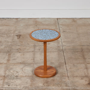 ON HOLD ** Gordon & Jane Martz Powder Blue Coin Tile Mosaic Side Table
