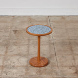 ON HOLD ** Gordon & Jane Martz Powder Blue Coin Tile Mosaic Side Table