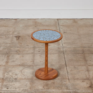 ON HOLD ** Gordon & Jane Martz Powder Blue Coin Tile Mosaic Side Table