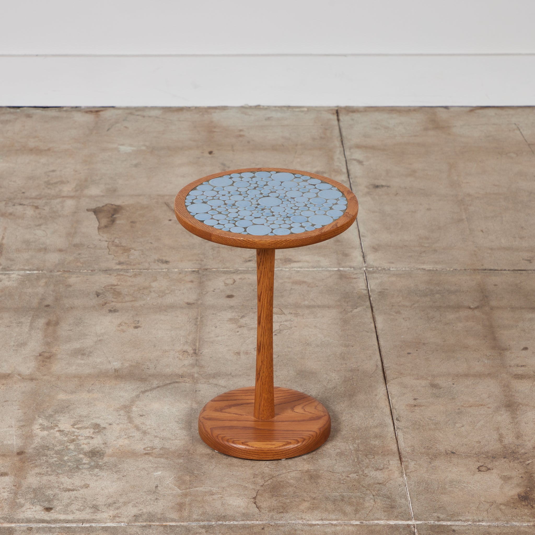 ON HOLD ** Gordon & Jane Martz Powder Blue Coin Tile Mosaic Side Table