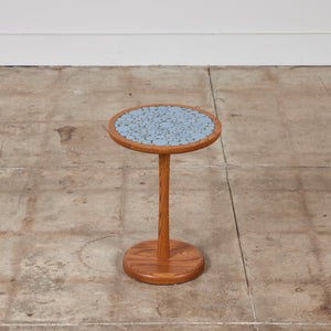 ON HOLD ** Gordon & Jane Martz Powder Blue Coin Tile Mosaic Side Table
