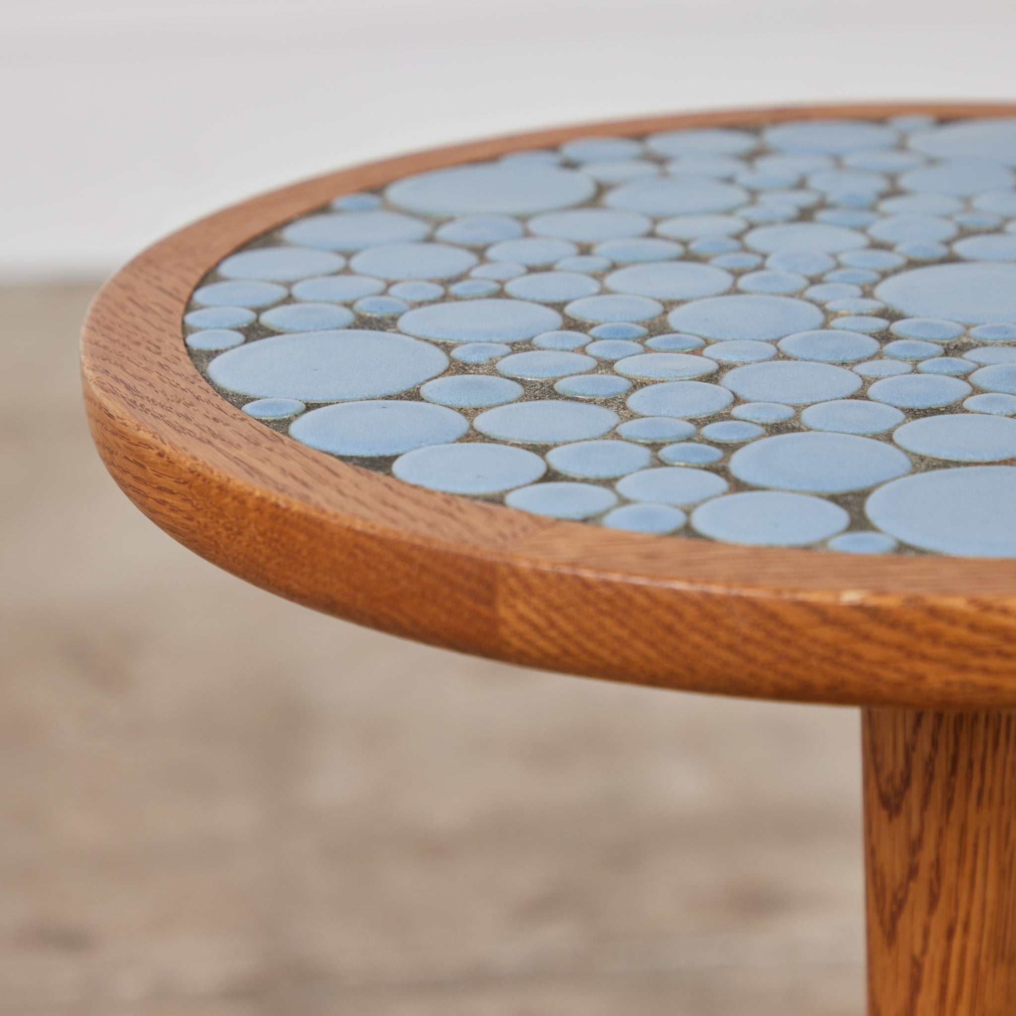 ON HOLD ** Gordon & Jane Martz Powder Blue Coin Tile Mosaic Side Table
