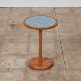 ON HOLD ** Gordon & Jane Martz Powder Blue Coin Tile Mosaic Side Table