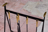 Set of Wrought Iron Fireplace Tools with Brass Detail