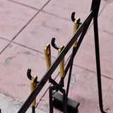 Set of Wrought Iron Fireplace Tools with Brass Detail