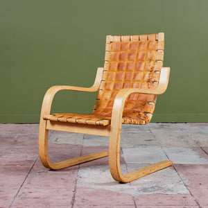 Alvar Aalto Cantilevered Leather Lounge Chair for Artek