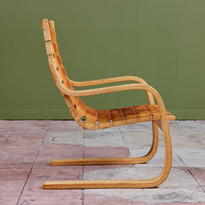 Alvar Aalto Cantilevered Leather Lounge Chair for Artek