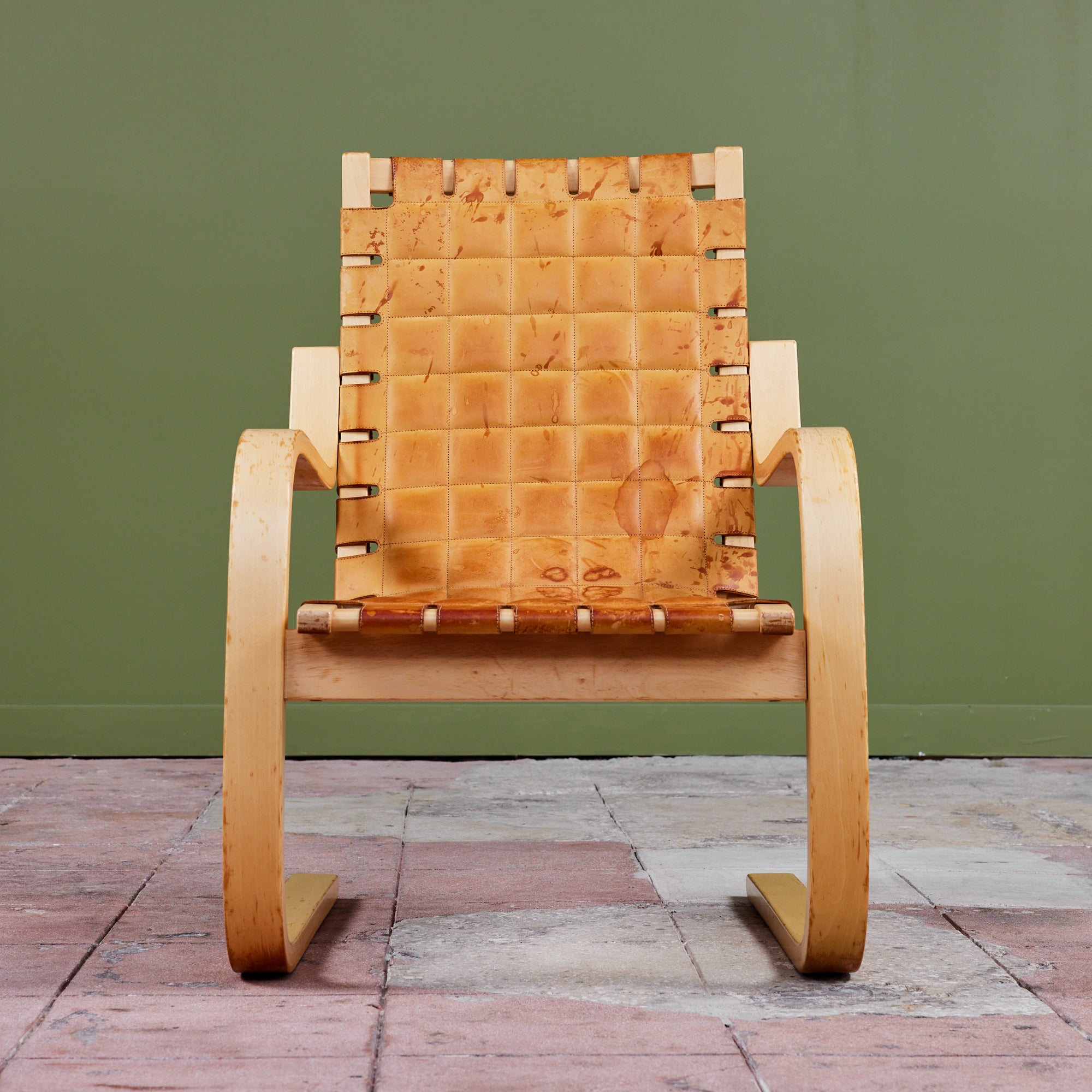 Alvar Aalto Cantilevered Leather Lounge Chair for Artek