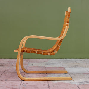 Alvar Aalto Cantilevered Leather Lounge Chair for Artek