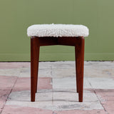 Round Boucle Upholstered Stool