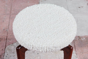 Round Boucle Upholstered Stool