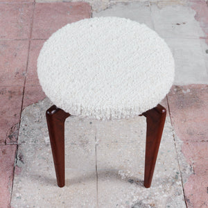 Round Boucle Upholstered Stool