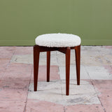 Round Boucle Upholstered Stool