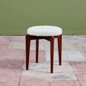 Round Boucle Upholstered Stool