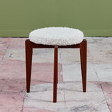 Round Boucle Upholstered Stool