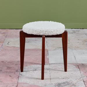 Round Boucle Upholstered Stool