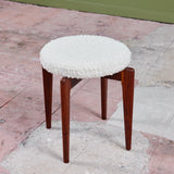 Round Boucle Upholstered Stool