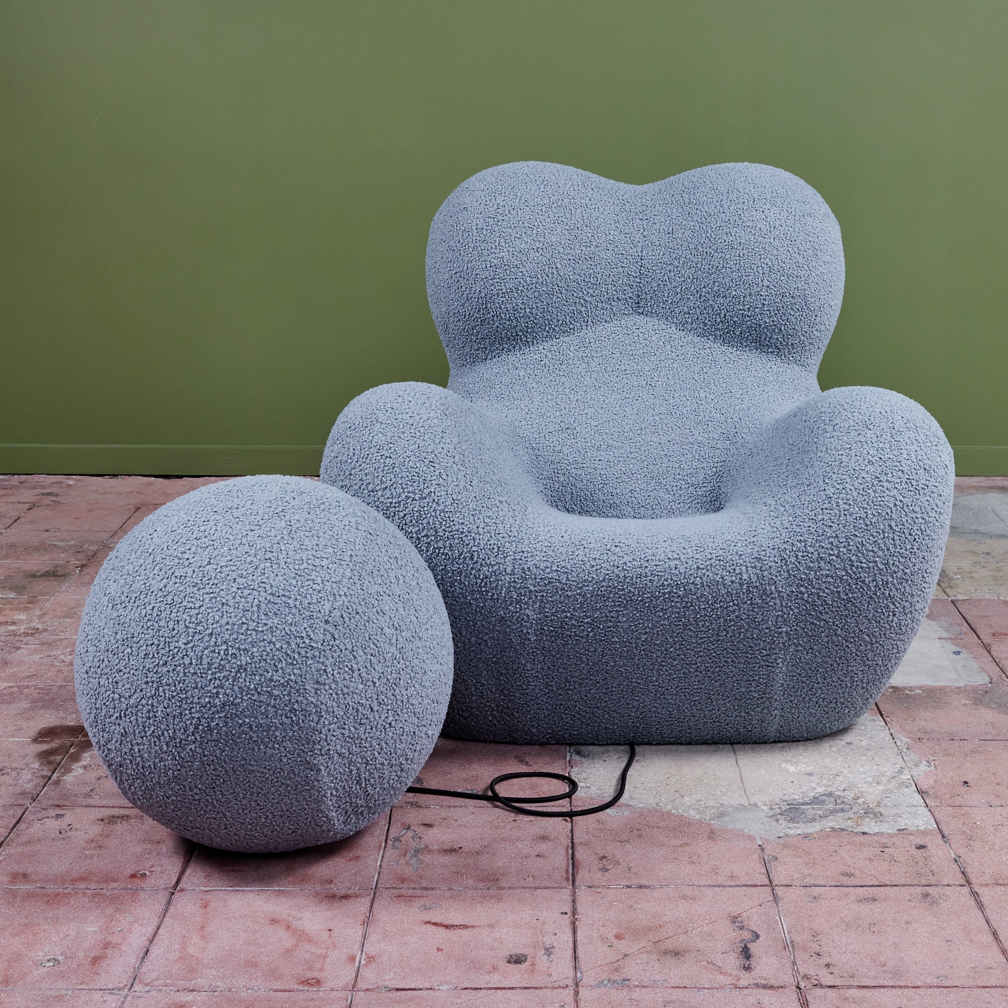 La Mamma Up 5 Bouclé Lounge Chair & Ottoman for B&B Italia