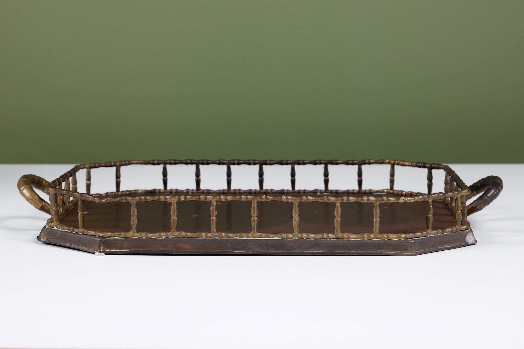 Octagonal Brass Tray with Handles
