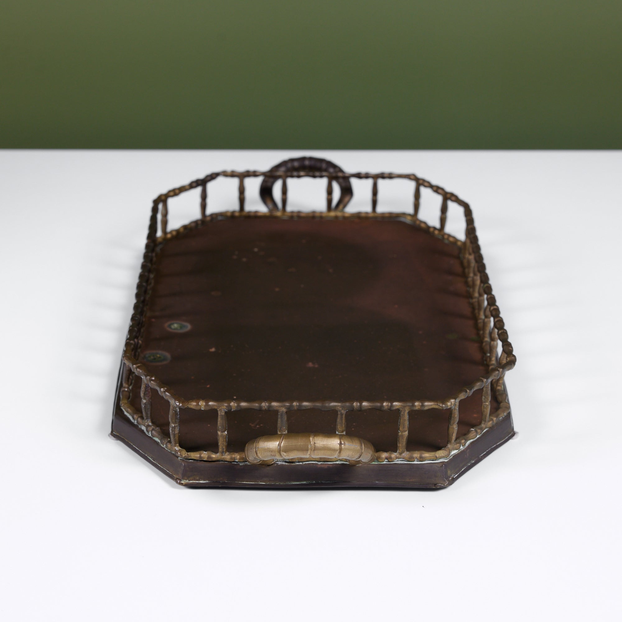 Octagonal Brass Tray with Handles
