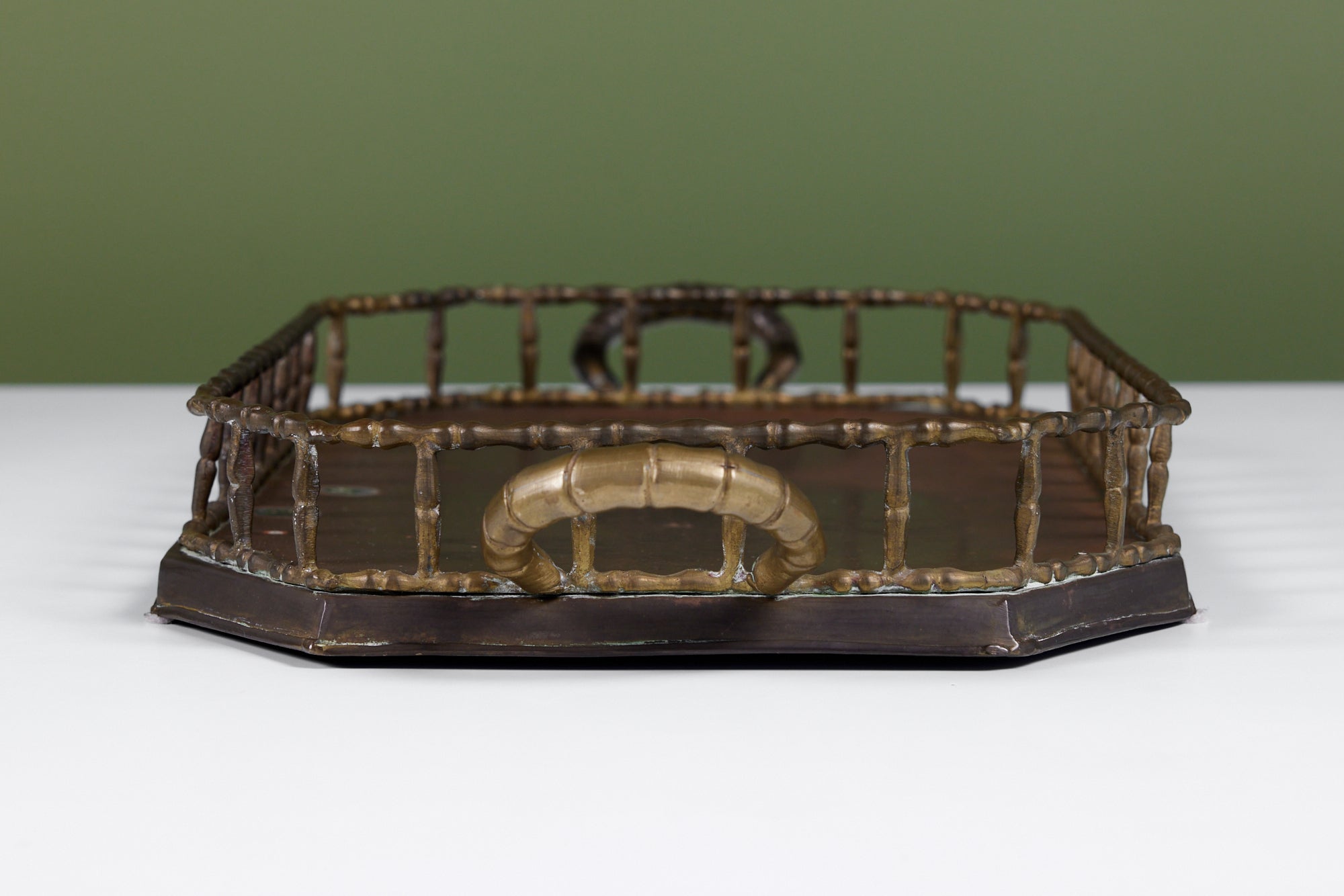 Octagonal Brass Tray with Handles