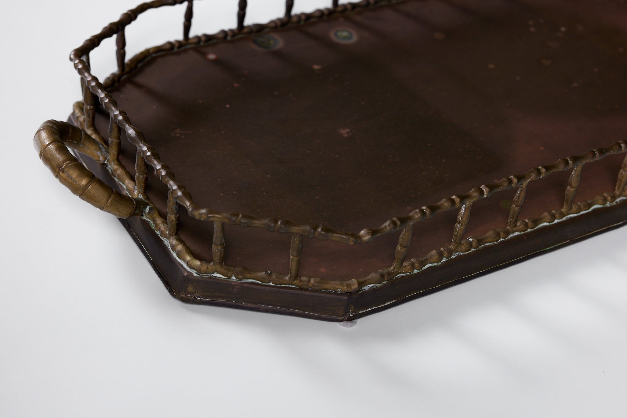 Octagonal Brass Tray with Handles