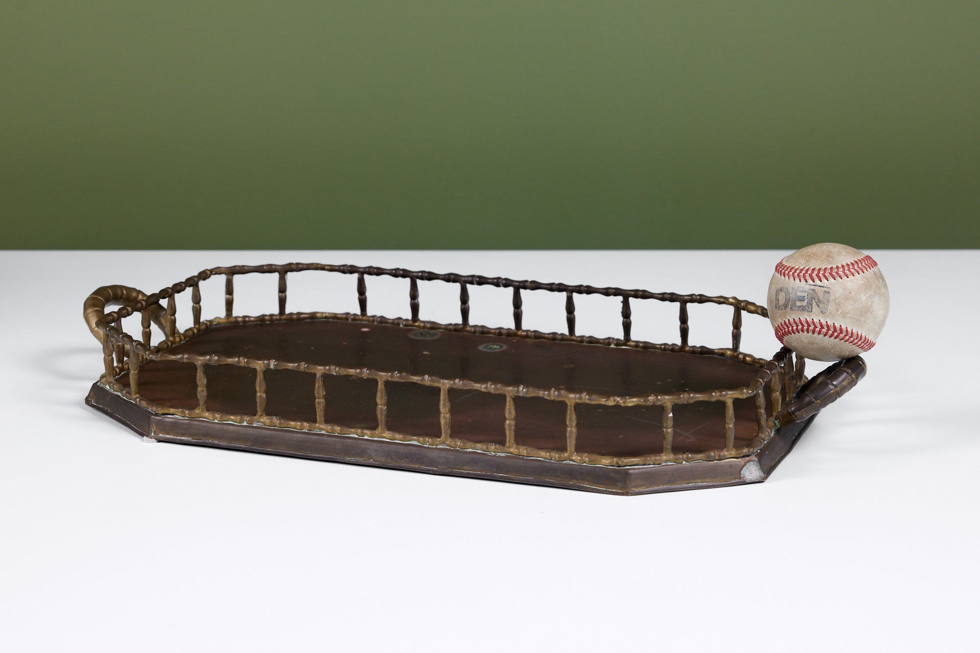 Octagonal Brass Tray with Handles