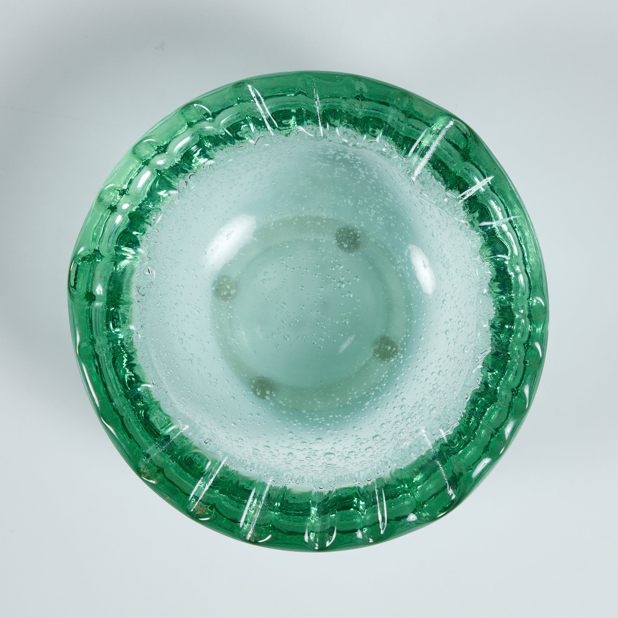Daum Green Bubble Crystal Ashtray