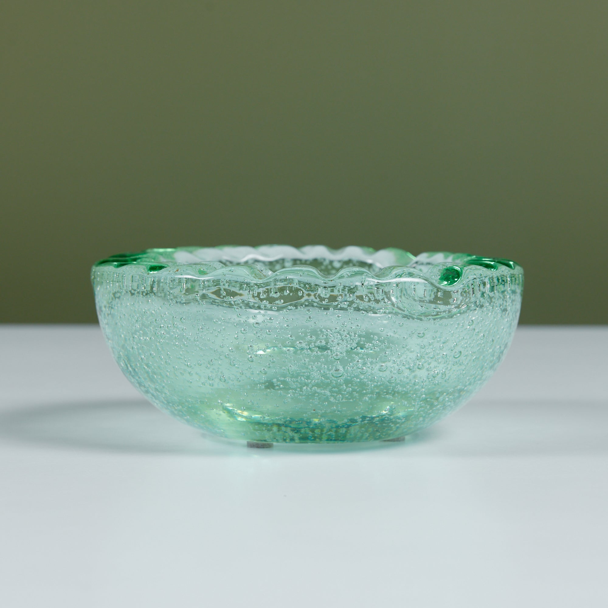 Daum Green Bubble Crystal Ashtray