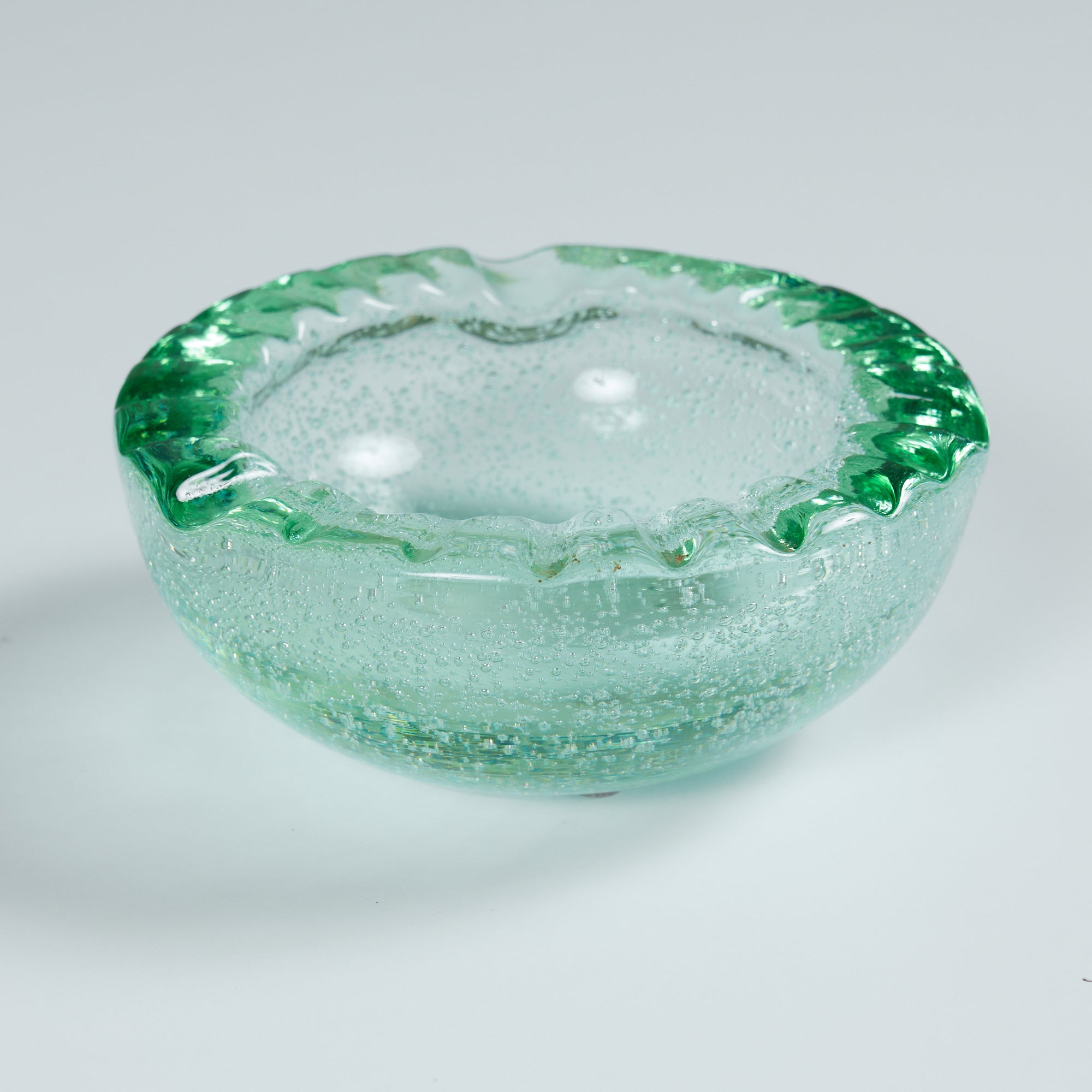 Daum Green Bubble Crystal Ashtray