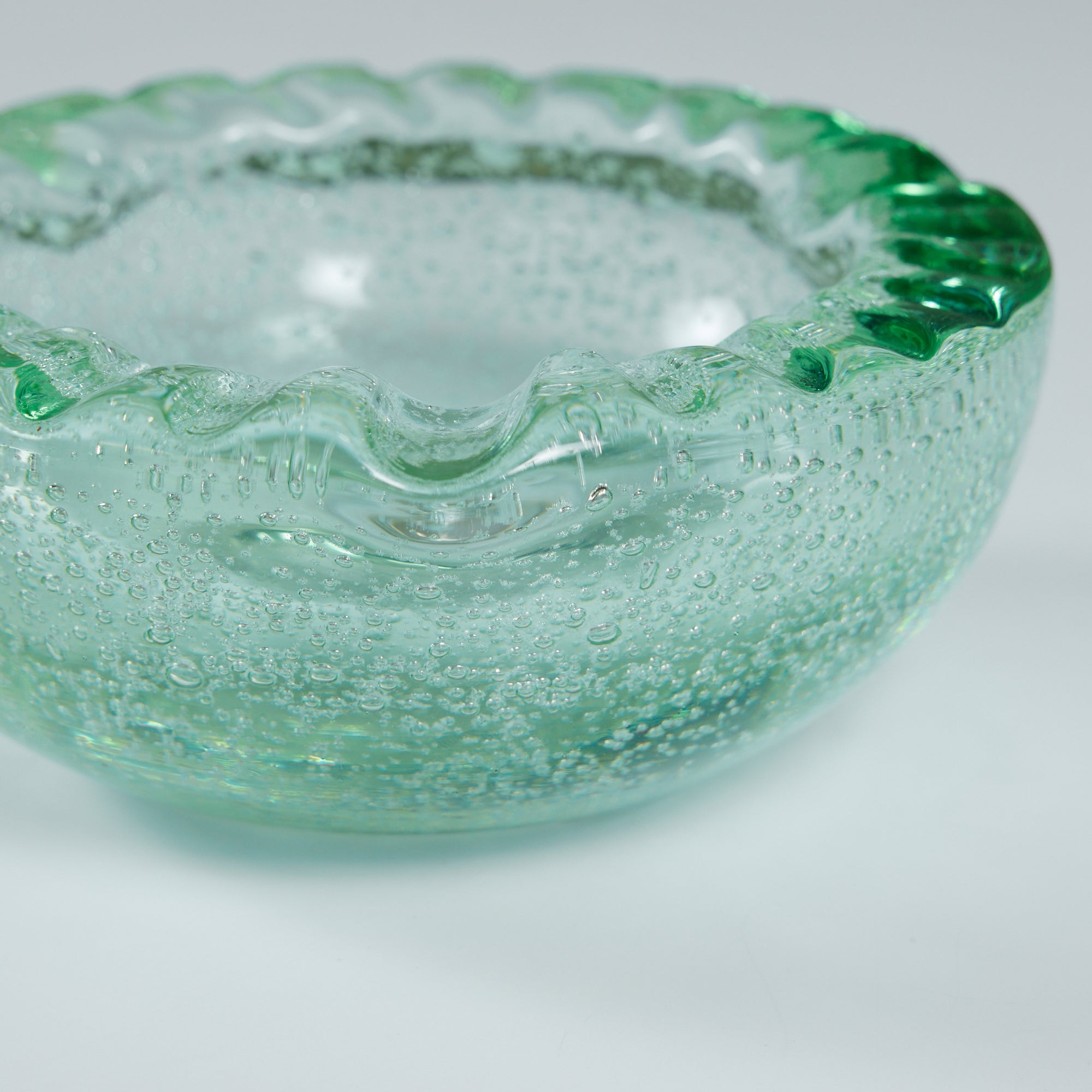 Daum Green Bubble Crystal Ashtray