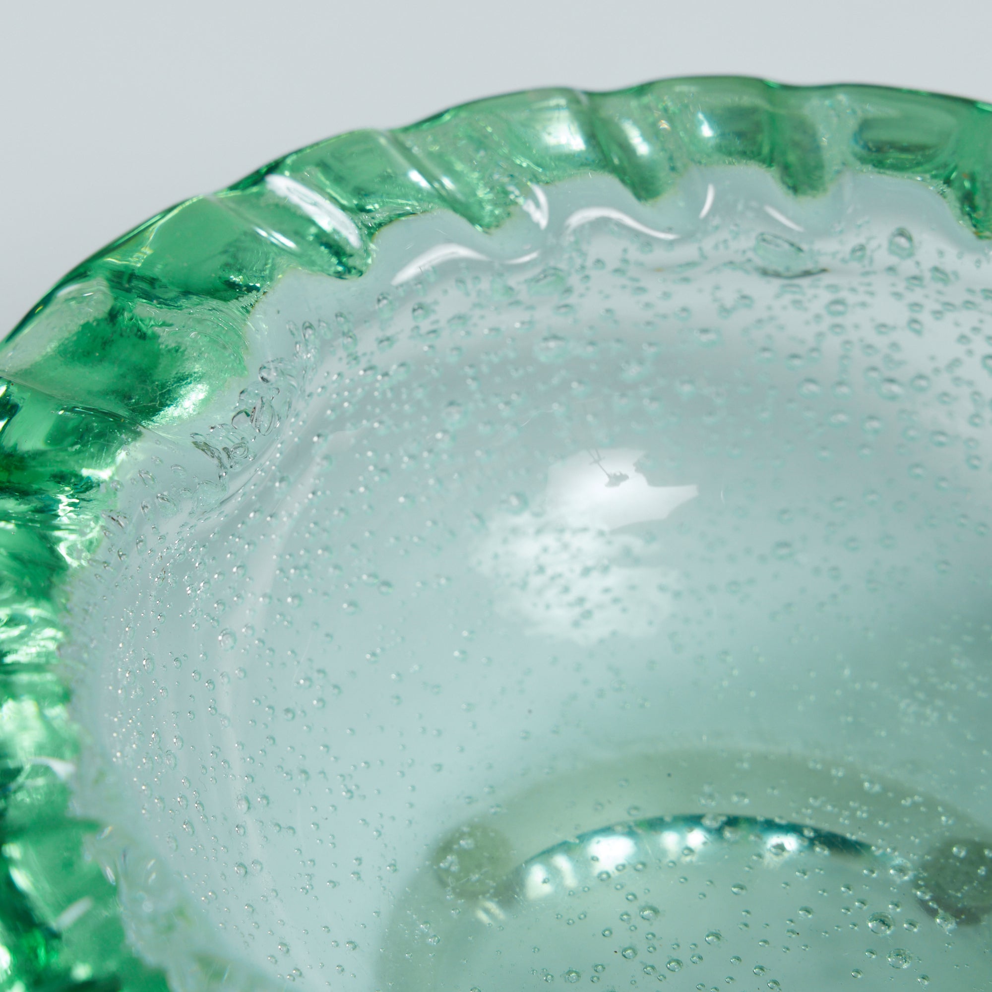 Daum Green Bubble Crystal Ashtray