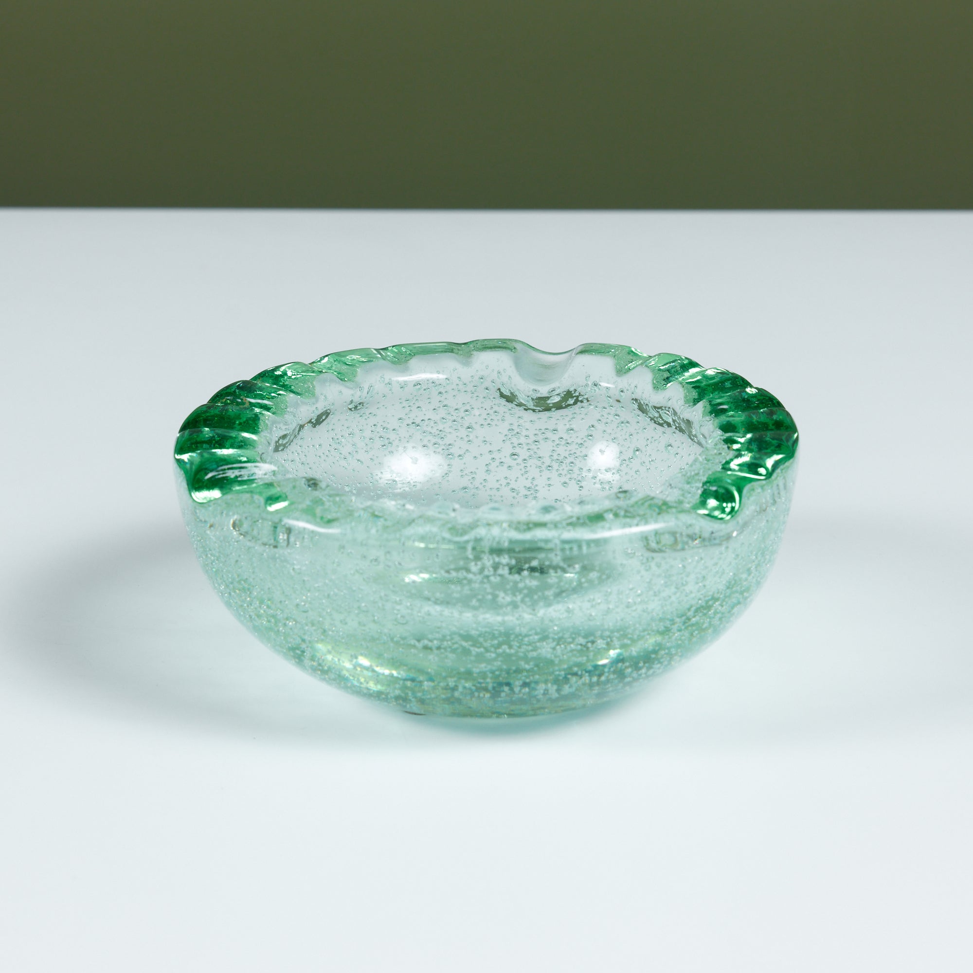 Daum Green Bubble Crystal Ashtray
