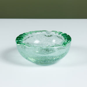 Daum Green Bubble Crystal Ashtray