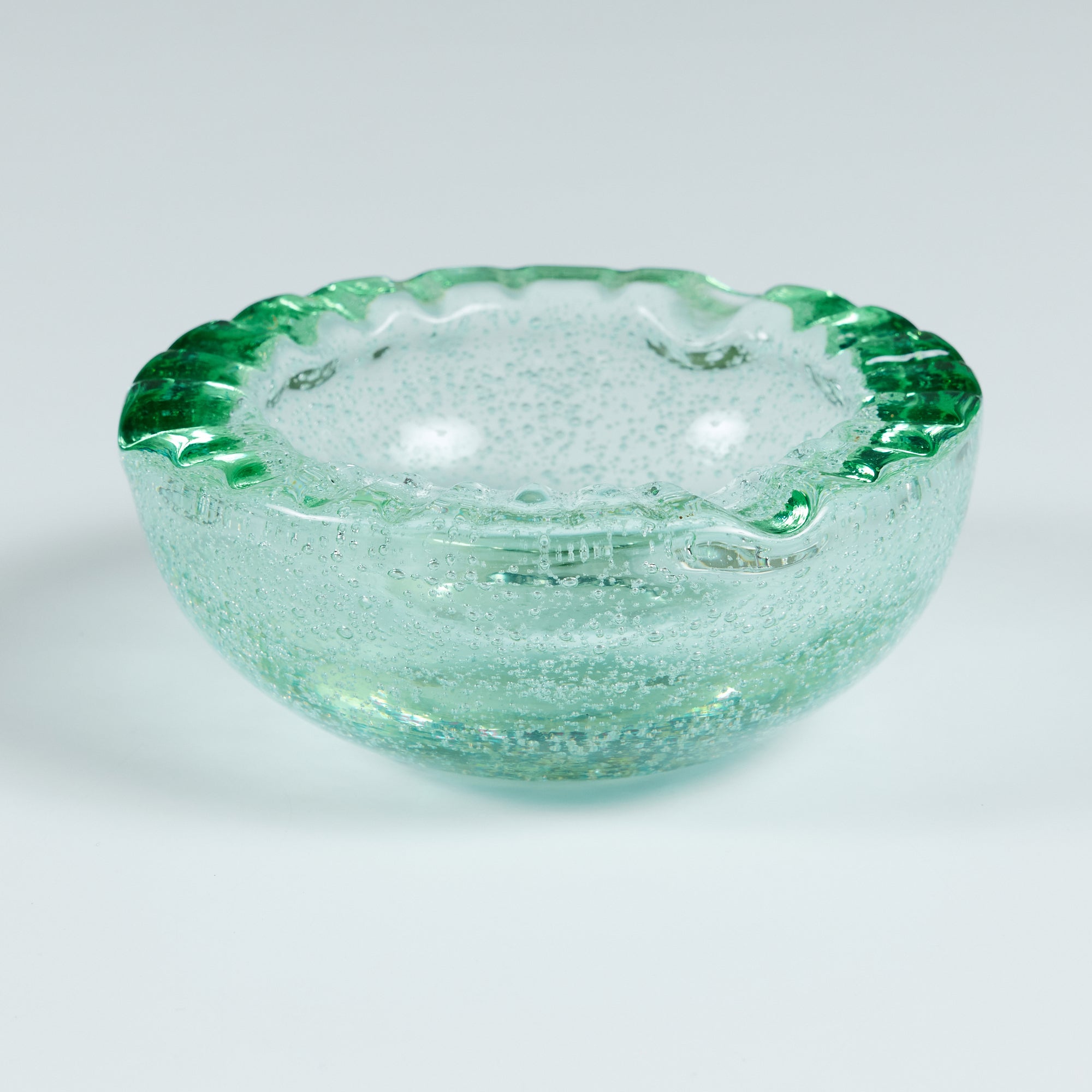 Daum Green Bubble Crystal Ashtray