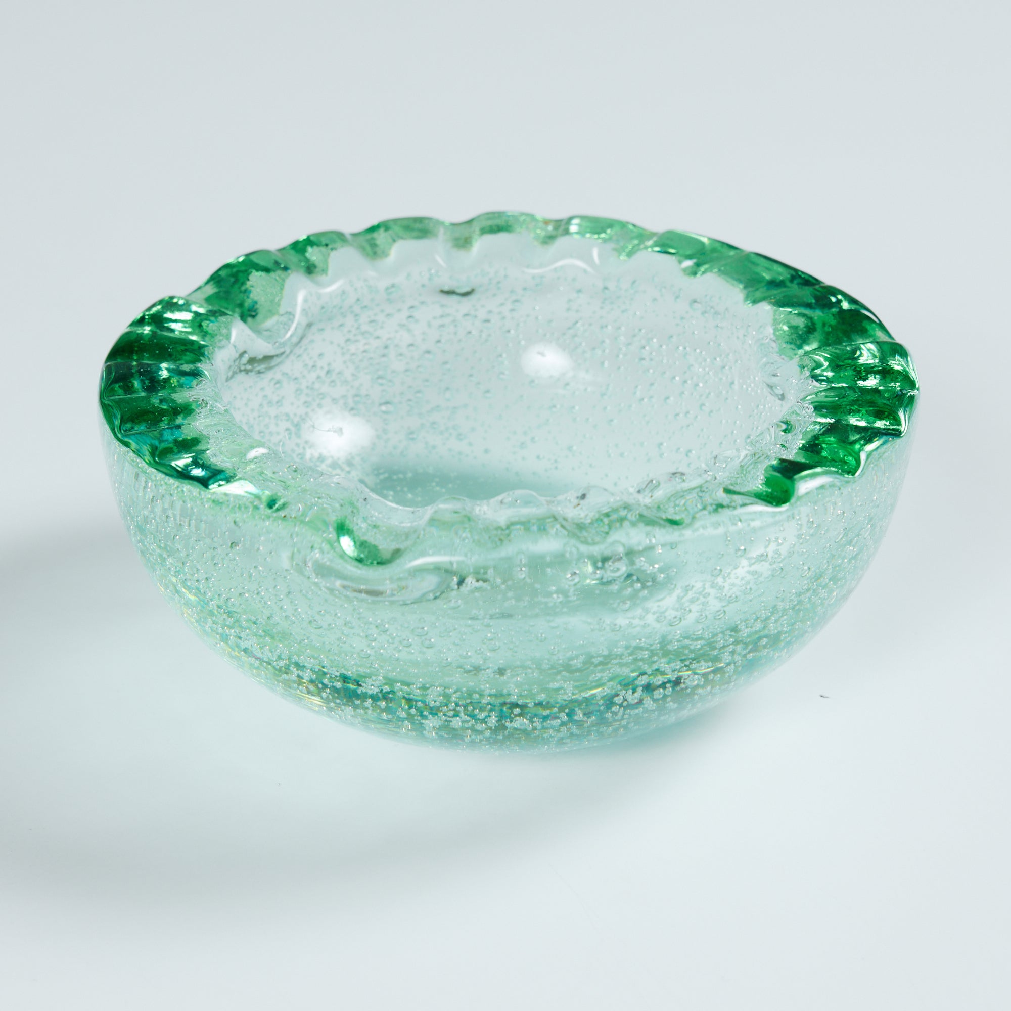 Daum Green Bubble Crystal Ashtray