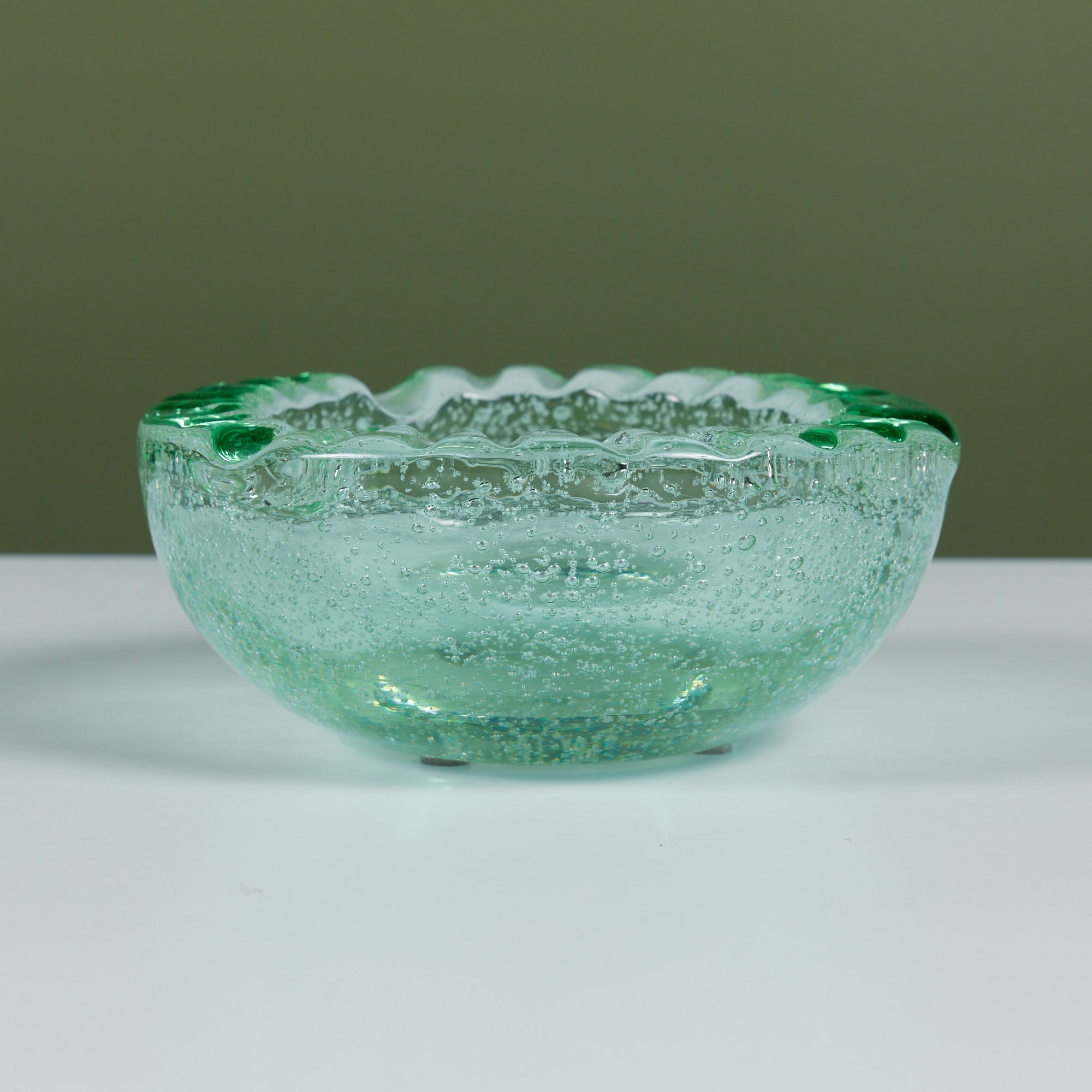 Daum Green Bubble Crystal Ashtray